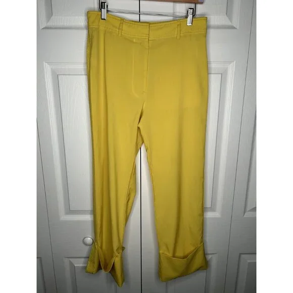 Rochas Orson Yellow Japanese Wool Cuffed Pants Women's Size IT 44